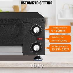 1100W Countertop Pizza Oven Single Deck Layer With Crumb Tray for 12 Pizza US