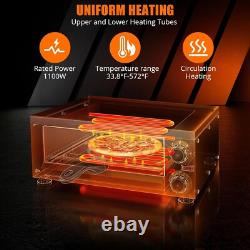 1100W Countertop Pizza Oven Single Deck Layer With Crumb Tray for 12 Pizza US