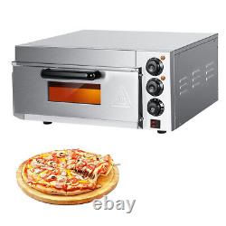 110V 2KW Commercial Electric Pizza Oven Toaster Baking Bread Single Deck Broiler