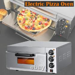 110V 2KW Commercial Electric Pizza Oven Toaster Baking Bread Single Deck Broiler