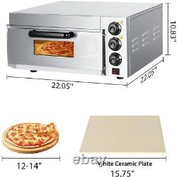 110V 2KW Commercial Electric Pizza Oven Toaster Baking Bread Single Deck Broiler