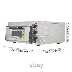 110V 2KW Single-Deck Electric Pizza Oven Commercial Bake Stainless Steel Body