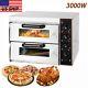 110v 3000w Electric Pizza Ovens Double Deck Stainless Steel Countertop Ovens