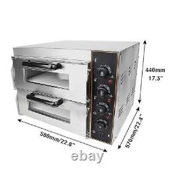 110V 3000W Electric Pizza Ovens Double Deck Stainless Steel Countertop Ovens