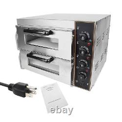 110V 3000W Electric Pizza Ovens Double Deck Stainless Steel Countertop Ovens