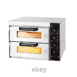 110V 3000W Electric Pizza Ovens Double Deck Stainless Steel Countertop Ovens