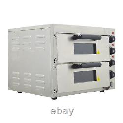 110V 3KW Commercial Stainless Steel Double Deck Pizza Electric Oven