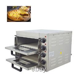110V 3KW Commercial Stainless Steel Double Deck Pizza Electric Oven