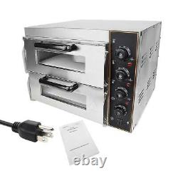 110V Electric 3000W Pizza Oven Double Deck Commercial Toaster Bake Broiler Oven