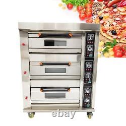 110V NG/LNG Gas Heating Triple Deck Pizza Oven Commercial Pizza Maker