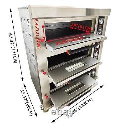 110V NG/LNG Gas Heating Triple Deck Pizza Oven Commercial Pizza Maker