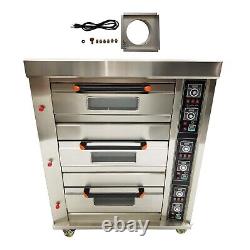 110V NG/LNG Gas Heating Triple Deck Pizza Oven Commercial Pizza Maker