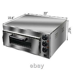 110V Stainless Steel Commercial Electric Pizza Oven Toaster Single Deck Broiler