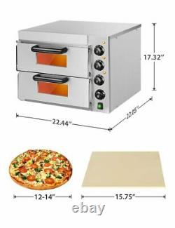 14'' Pizza Oven Countertop 3000W Pizza Oven Double Deck Layer Multipurpose
