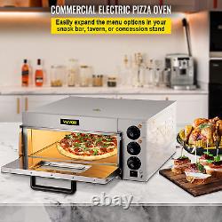 14 Single Deck Layer, 110V 1300W Stainless Steel Electric Pizza Oven with Stone