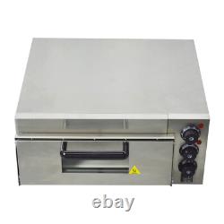 15 inch Single-Deck Pizza Oven Stainless Steel Countertop Pizza Stone 110V 2.7HP