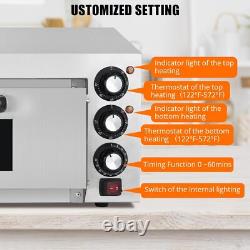 1800W Countertop Pizza Oven Single Deck Layer WithPizza Stone for 14 Pizza Indoor