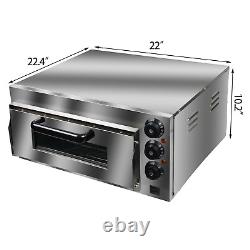 2000W Commercial Electric Pizza Oven Toaster Single Deck Broiler Stainless Steel