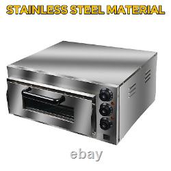 2000W Commercial Electric Pizza Oven Toaster Single Deck Broiler Stainless Steel