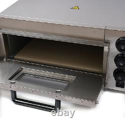 2000W Electric Pizza Baking Oven 1 Deck Fire Stone Stainless Steel Bread Toaster