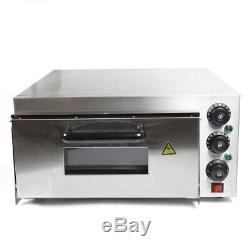 2000W Fire Stone Stainless Steel Electric Pizza Oven Single Deck Bread Toaster