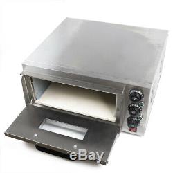 2000W Fire Stone Stainless Steel Electric Pizza Oven Single Deck Bread Toaster