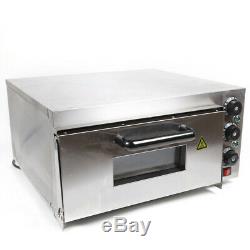 2000W Fire Stone Stainless Steel Electric Pizza Oven Single Deck Bread Toaster