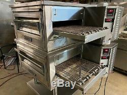 2004 Hobart HGC3018 Double Deck Stack Natural Gas Conveyor Pizza Ovens