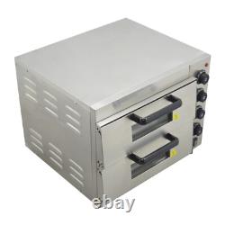 220V 3KW Commercial Double-deck Pizza Electric Oven Bread Maker Toaster