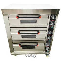 220V 3PH 19.8KW Commercial Electric Triple Pizza Oven 400? 6-Sheet