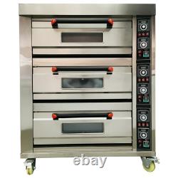 220V 3PH 19.8KW Commercial Electric Triple Pizza Oven 400? 6-Sheet