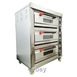 220V 3PH 19.8KW Commercial Electric Triple Pizza Oven 400? 6-Sheet