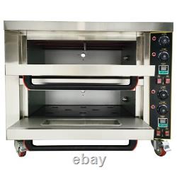 220V 6.4KW Commercial Movable Double-decker Pizza Electric Oven with Casters