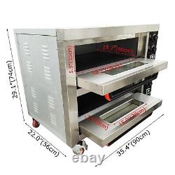 220V Commercial Double-Deck Electric Oven with Casters for Pizza Meat Bread etc