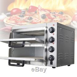 220V Commercial Double Deck Stone Pizza Oven Pizza Bread Making Machines