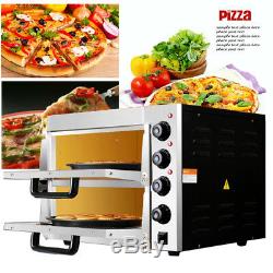 220V Commercial Double Deck Stone Pizza Oven Pizza Bread Making Machines