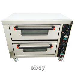 220V Commercial Doubledecker Pizza Electric Oven Independent Temperature Control