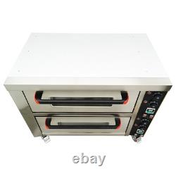 220V Commercial Doubledecker Pizza Electric Oven Independent Temperature Control
