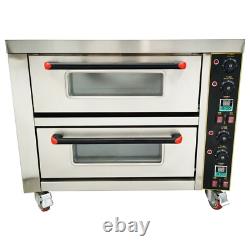 220V Commercial Doubledecker Pizza Electric Oven Independent Temperature Control