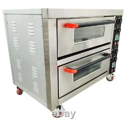 220V Commercial Doubledecker Pizza Electric Oven Independent Temperature Control