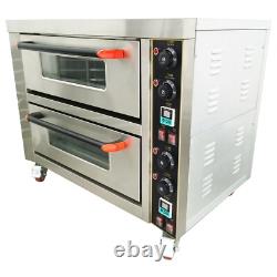 220V Commercial Doubledecker Pizza Electric Oven Independent Temperature Control
