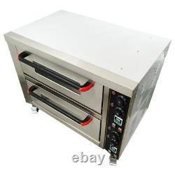 220V Commercial Doubledecker Pizza Electric Oven Independent Temperature Control