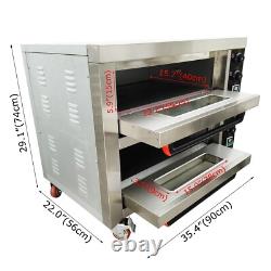 220V Commercial Doubledecker Pizza Electric Oven Independent Temperature Control