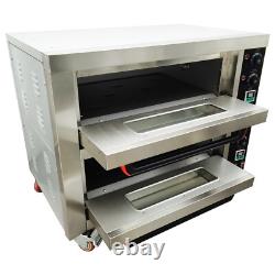 220V Commercial Doubledecker Pizza Electric Oven Independent Temperature Control