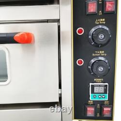 220V Commercial Doubledecker Pizza Electric Oven Independent Temperature Control