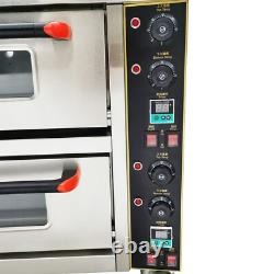 220V Commercial Doubledecker Pizza Electric Oven Independent Temperature Control