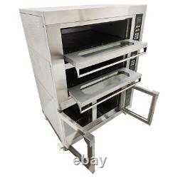 220V Commercial Pizza Oven with Fermentation Tank Double-deck Movable Oven