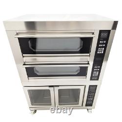 220V Commercial Pizza Oven with Fermentation Tank Double-deck Movable Oven