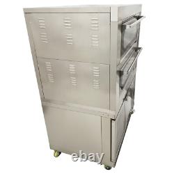 220V Commercial Pizza Oven with Fermentation Tank Double-deck Movable Oven