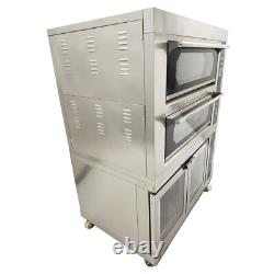 220V Commercial Pizza Oven with Fermentation Tank Double-deck Movable Oven
